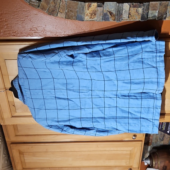 Sundance Iris Blue Linen Windowpane Plaid Print Blazer Jacket Long Sleeve NWT - Picture 2 of 3